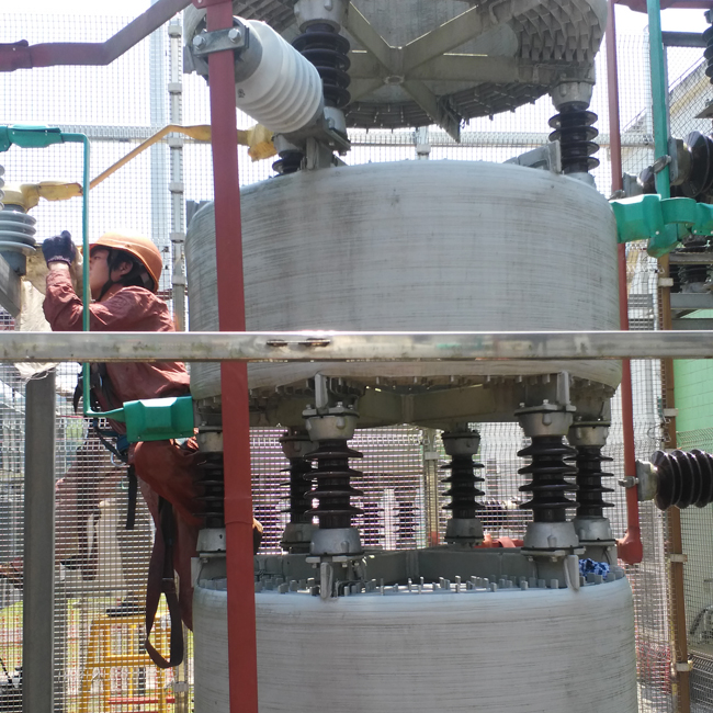 龍巖220kV赤水變電站10kV電容器Ⅰ、Ⅲ組支柱瓷瓶，全封閉干式放電線圈，串聯(lián)電抗器-（透明防污閃涂料）